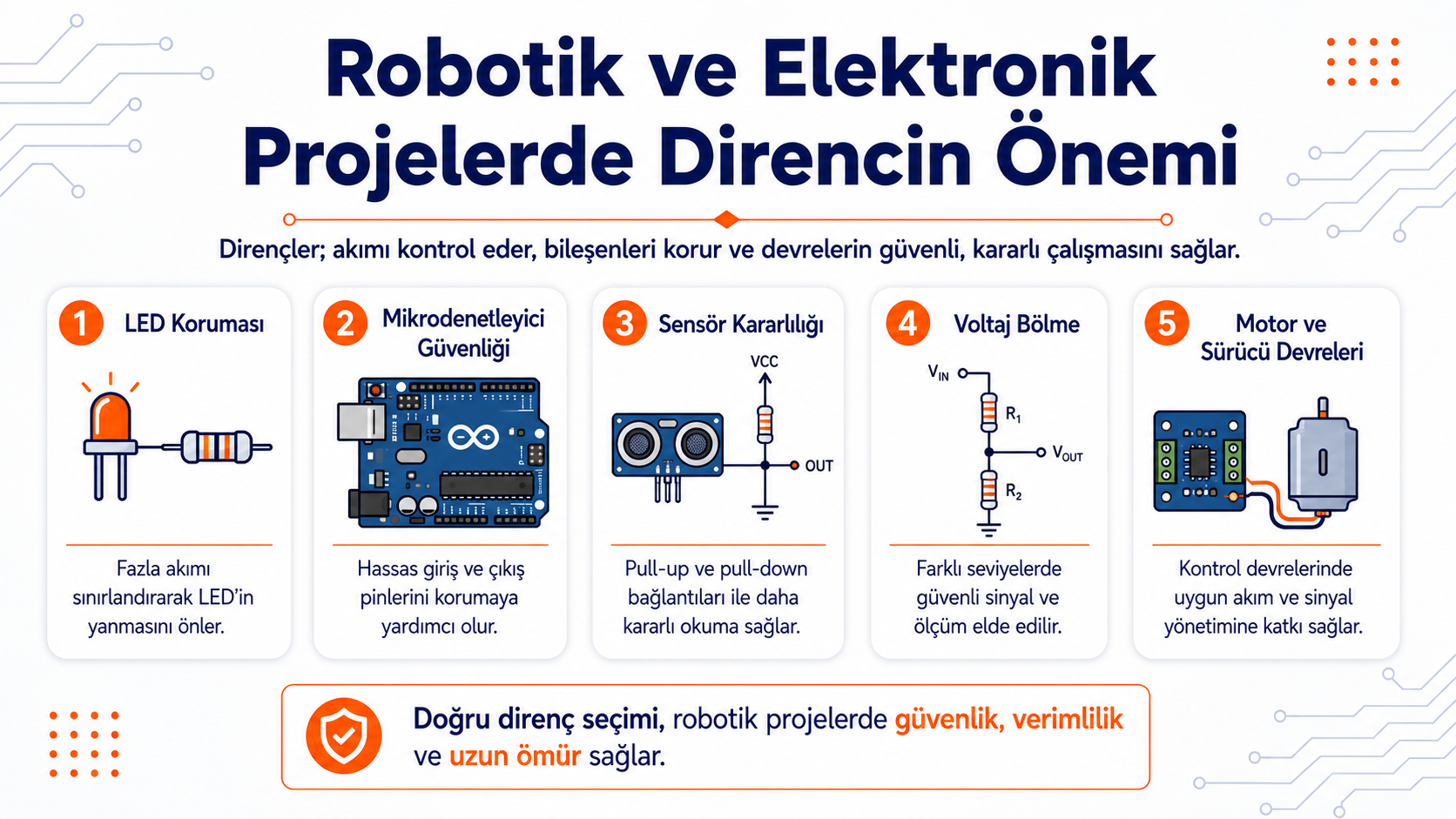 Robotik ve elektronik projelerde direncin önemi görseli