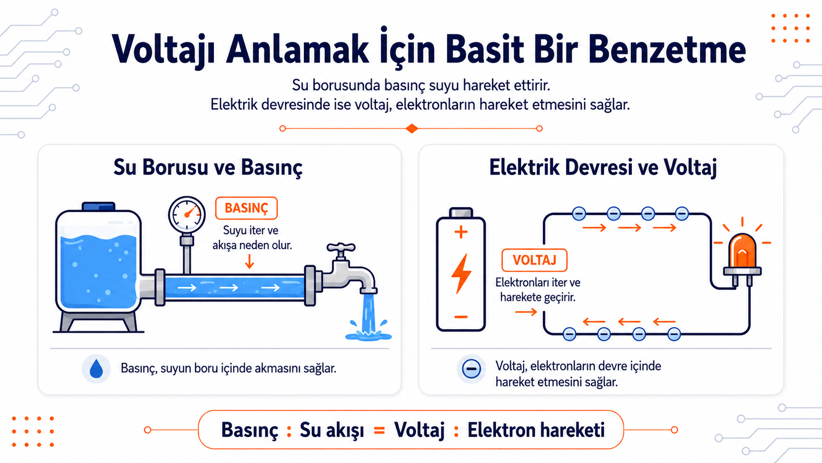 Voltajı anlamak için su basıncı benzetmesi